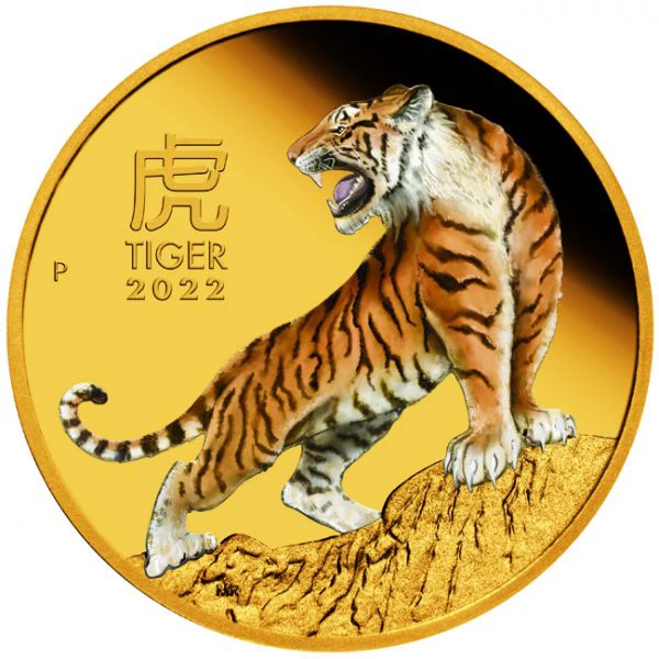 Lunární rok Tygra - kolorovaná mince 2022, 1 oz
