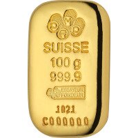 Zlatý slitek PAMP Suisse 100 g  (litý)