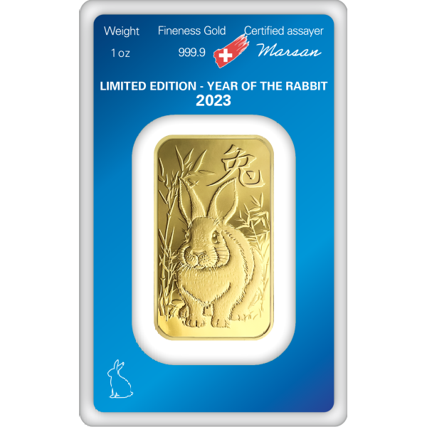 Zlatý slitek Argor Heraeus 1 oz - Rok králíka 2023