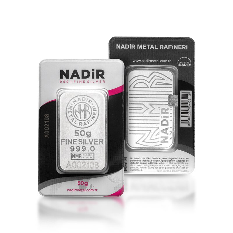 Stříbrný slitek 50 g Nadir Metal Rafineri