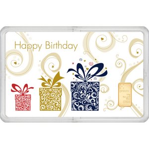 Zlatý slitek Philoro 0,5 g - dárková karta  "Vše nejlepší k narozeninám"