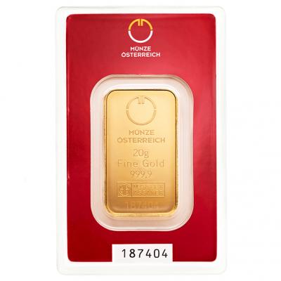 Zlatý slitek Münze Österreich 20 g