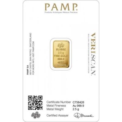 Zlatý slitek PAMP Fortuna 2,5 g