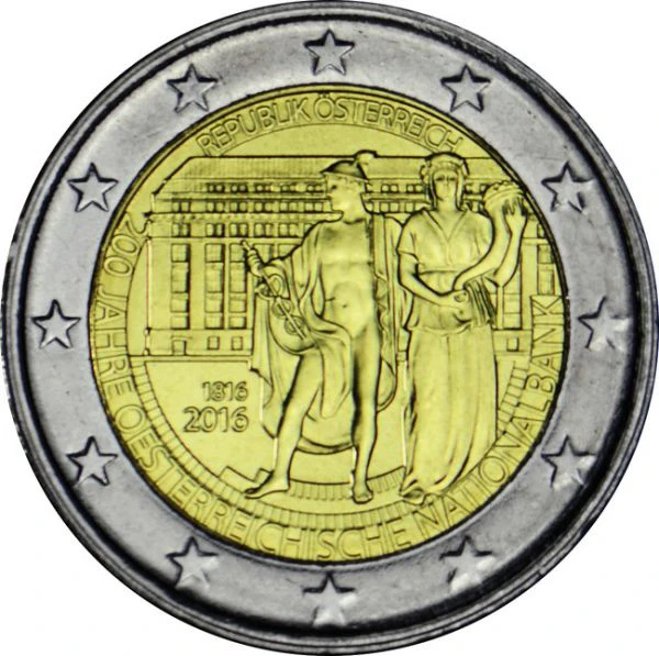 2 Euro CuNi 200. výročí založení Rakouské národní banky UN