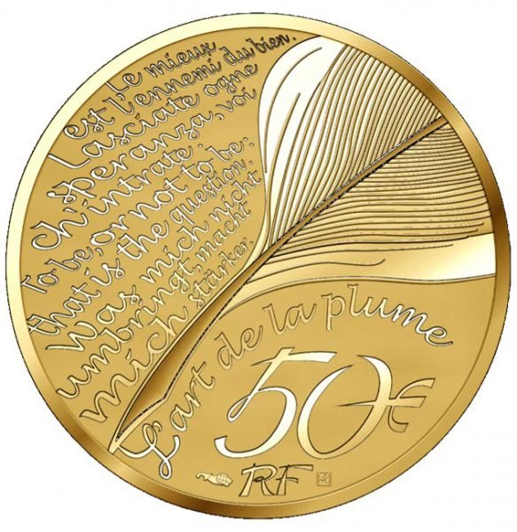 50 Euro Zlatá mince Jean De La Fontaine - Začátek nové série Umění pera 1/4 Oz