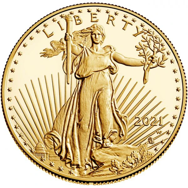 50 dolar Zlatá mince 2021 American Eagle - Nyní v novém designu! 1 Oz PP