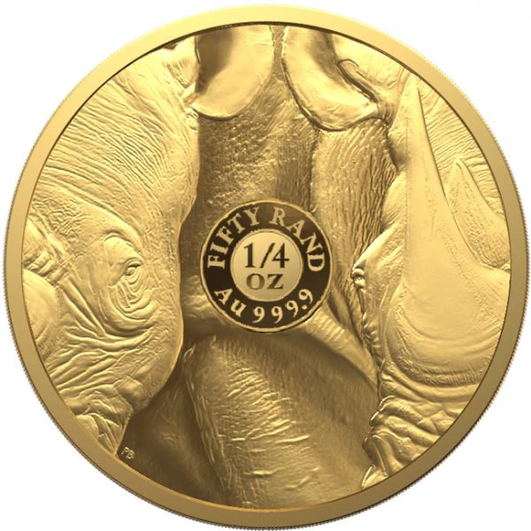 Velká pětka II - Nosorožec 2022, 1/4 oz zlatá mince