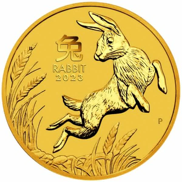 Zlatá mince Lunární série - Rok Králíka 1/10 Oz 2023 v etuji