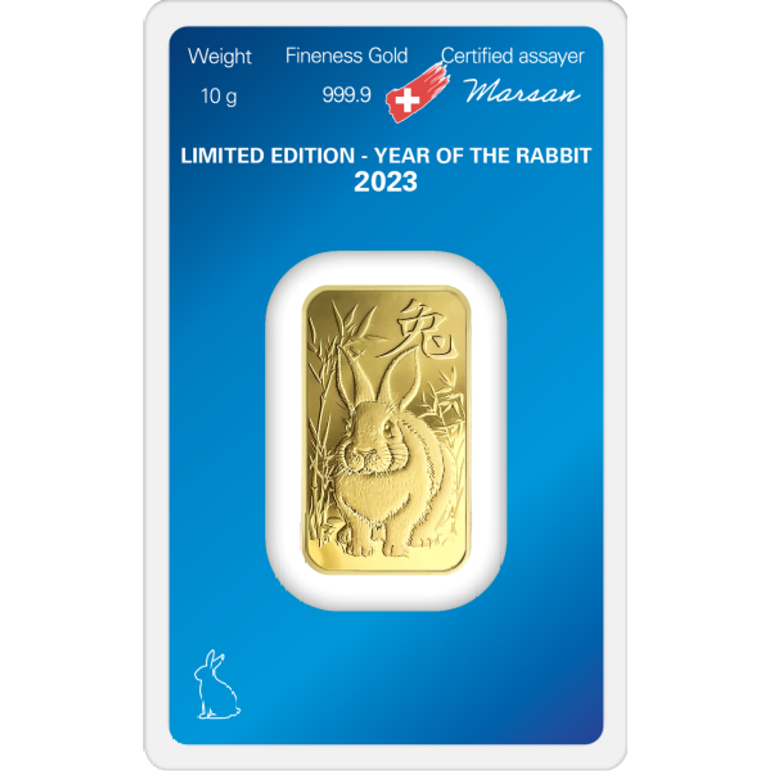 Zlatý slitek Argor Heraeus 10 g  - Rok králíka 2023