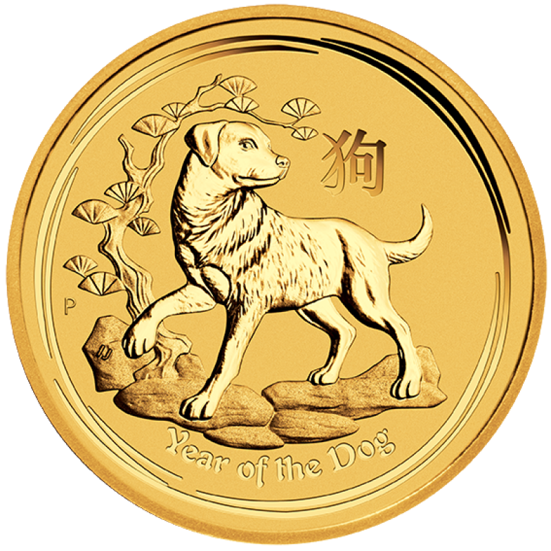 Zlatá mince Lunární série II Rok Psa  1 Oz 2018
