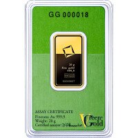 Zlatý slitek Valcambi 20 g  - Zelené zlato