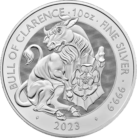 Stříbrná mince Tudorovská zvířata - The Bull of Clarence 2023, 10 oz