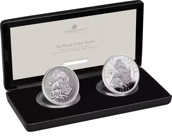 Sada stříbrných mincí Tudorovská zvířata - The Bull of Clarence 2023, 2 oz