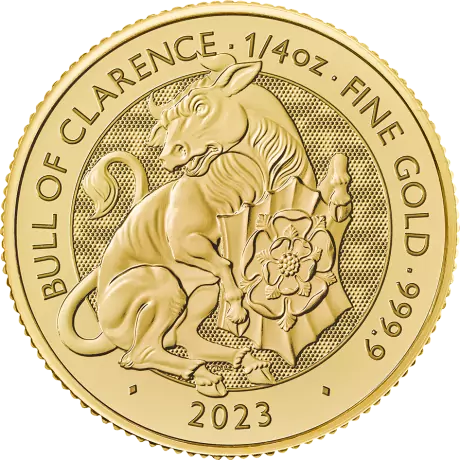 Zlatá mince Tudorovská zvířata - The Bull of Clarence 2023, 1/4 oz