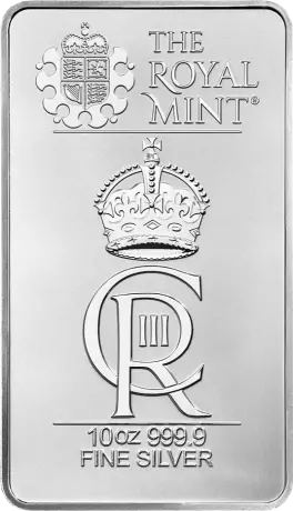 Stříbrný slitek Britská královská mincovna - Oslava 2023, 10 oz
