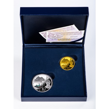210 Euro Zlatá / stříbrná mince Europastern - Set Éra oceli a skla