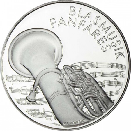 Dechová hudba - fanfáry, stříbrná mince