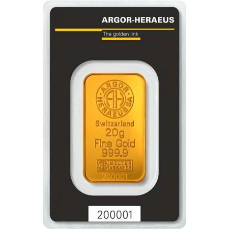 Zlatý slitek Argor Heraeus 20 g