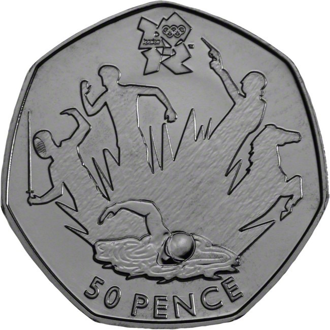 0,50 libra Stříbrná mince Londýn 2012 - Pětiboj UN